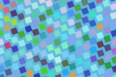 Colorful mosaic pattern with small square tiles on blue background Illustrazione stock