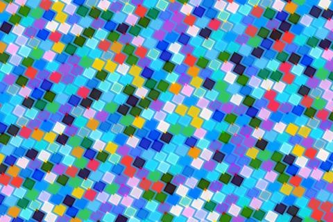 Colorful mosaic pattern of small square tiles on a vibrant background Stock Photos