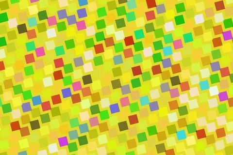 Colorful mosaic pattern of small squares on yellow background イラスト素材