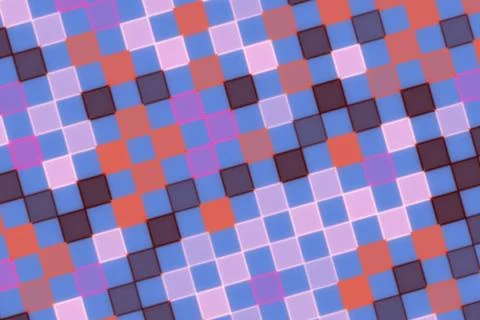 Colorful mosaic pattern with small squares in blue purple and orange Stock Illustration