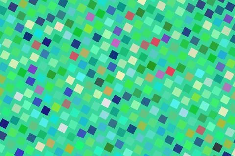 Colorful mosaic pattern with small squares on green background Stock Illustration