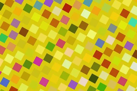 Colorful mosaic pattern with small squares on yellow background Stock Illustration