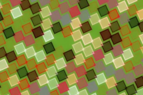 Colorful mosaic pattern with squares in green, red, and beige Illustrazione stock