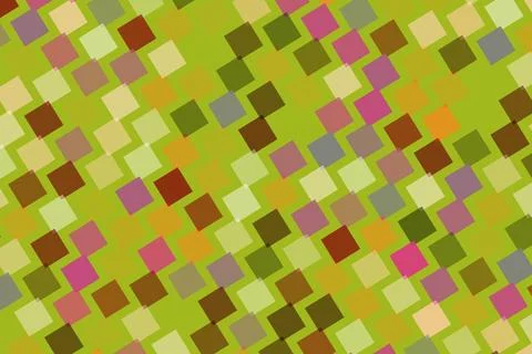 Colorful mosaic pattern with squares in green pink brown 스톡 일러스트