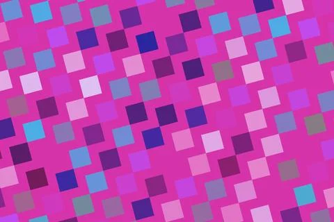 Colorful mosaic pattern of squares on pink background Stock Illustration