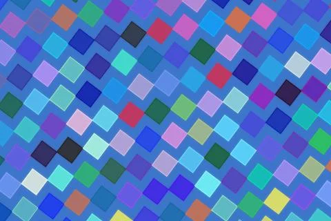 Colorful mosaic pattern with squares in various shades of blue Stock Illustration
