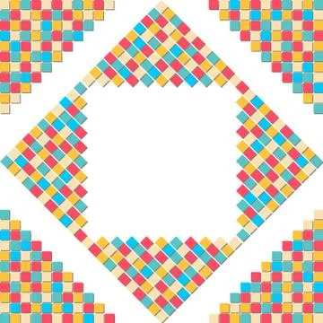 Colorful mosaic square block pattern in the corner for abstract background .. Illustrazione stock