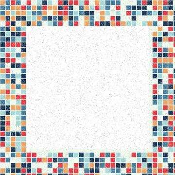 Colorful mosaic square border pattern with pixelated tiles Stock Illustration