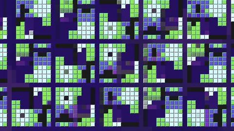 Colorful mosaic squares move in pattern. Motion. Stylish pixel pattern of Stock Illustration