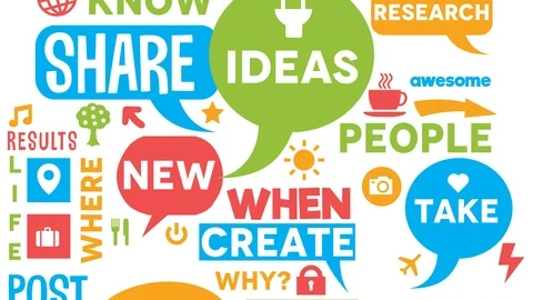 Colorful motion background featuring a set of creative messages and words us Stock Footage 94781665