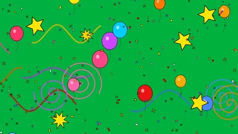 Colorful motion of bouncing balls and stars on vibrant green background for.. 動画素材 342524481