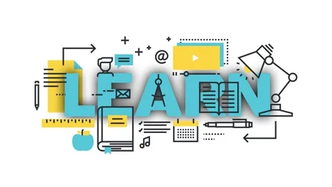A colorful motion design representing the concept of learning and education. Stock Footage 340282389