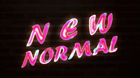 Colorful of Motion graphic liquid text as "NEW NORMAL" On brick background 스톡 동영상 130622387