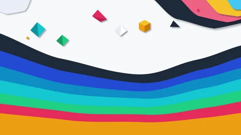Colorful motion graphic loop with wave lines and geometric shapes animation Stock Footage 346737015