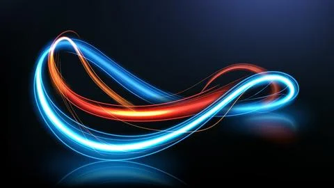 Colorful Motion Light Trails, Long Time Exposure Motion Blur Effect, Vector.. Stock Illustration