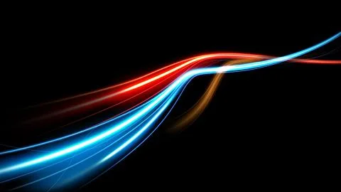 Colorful Motion Light Trails, Long Time Exposure Motion Blur Effect, Vector.. Stock Illustration