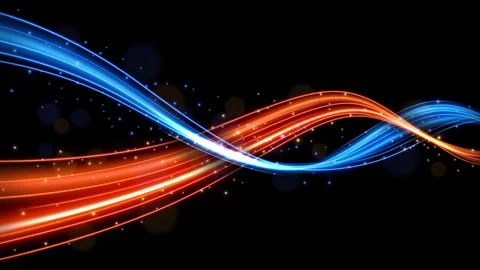 Colorful Motion Light Trails, Long Time Exposure Motion Blur Effect, Vector.. Stock Illustration