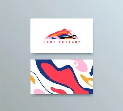 Colorful Mountain Logo Template. Vector Buisness Card for Travel Company Stock Illustration