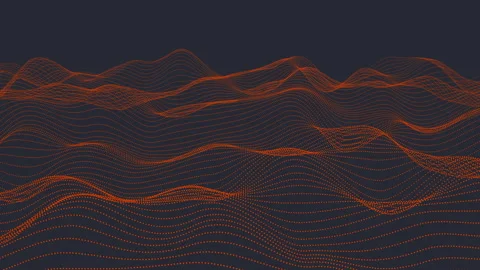 Colorful moving and progressing waveform consisting of chains of connected dots Stock Footage 260667476