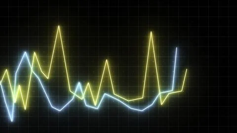 Colorful moving chart lines. Motion. Graphic lines moving in waves on black Stock Illustration