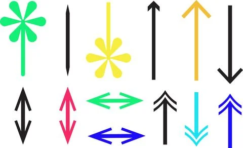 Colorful multi-directional arrows set for infographics, road signs Stock Illustration