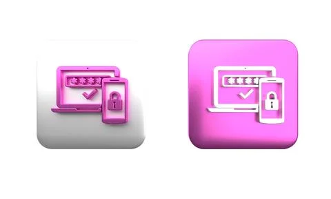 Colorful Multi factor, two steps authentication icon isolated on white back.. Stock Illustration