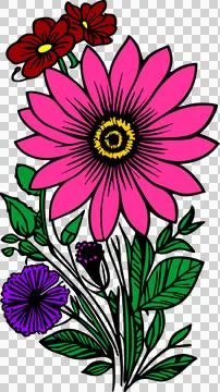 Colorful multicolor wild flowers pattern no background Illustrazione stock