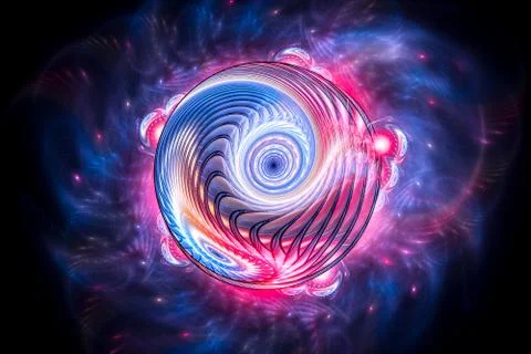Colorful multidemensional glowing sphere in space Stock Illustration