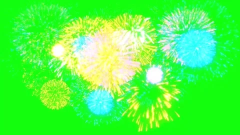 Colorful multiple fireworks explosion on green screen background Stock Footage 340995156