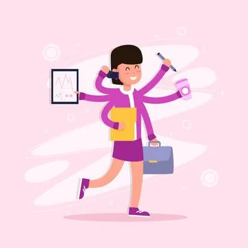 Colorful multitasking concept illustration 库存插图
