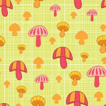 Colorful mushrooms vector repeat pattern design illustration Stock Illustration