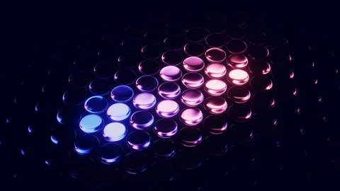 Colorful music equalizer waveform visualization display with neon glowing led 库存插图