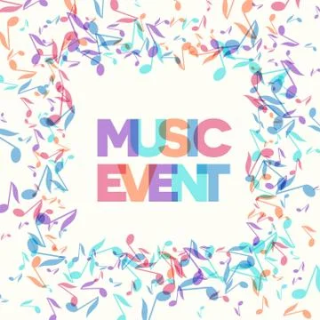 Colorful Music Event notes background. Vector Illustration Stock Illustration