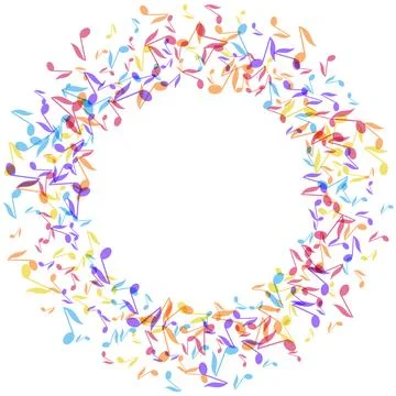 Colorful Music notes border frame. Vector Illustration background Stock Illustration