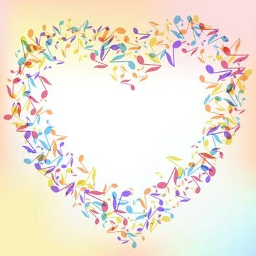 Colorful Music notes border frame. Vector Illustration background イラスト素材