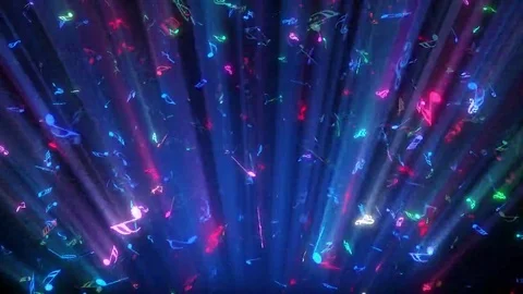 Colorful Music Notes Rays-Stage Background Stock Footage 69210169