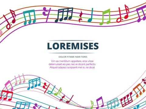 Colorful musical notes and sound waves vector background Illustrazione stock