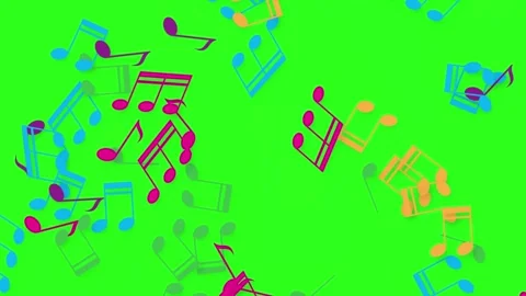 Colorful Musical Notes Bursting and Floating on Green Screen Background Stock Footage 346372464