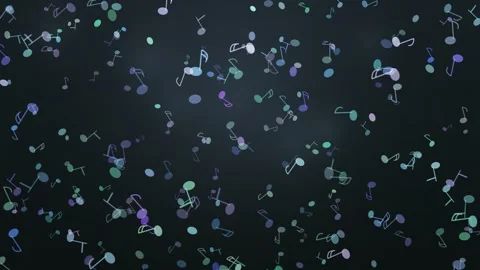 Colorful musical notes drift across a dark, atmospheric background Stock Footage 327339152