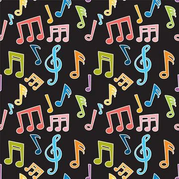 Colorful Musical Notes Pattern Design Illustrazione stock