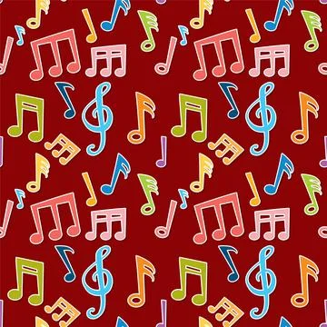 Colorful Musical Notes Pattern Design 스톡 일러스트