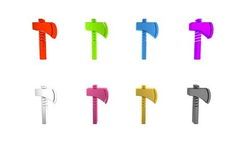 Colorful Native american tomahawk axe icon isolated on white background. Mi.. 스톡 일러스트
