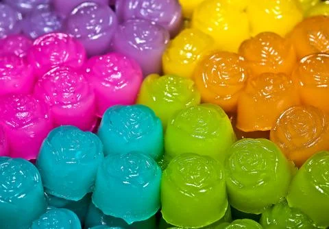 The colorful native thai style dessert Stock Photos