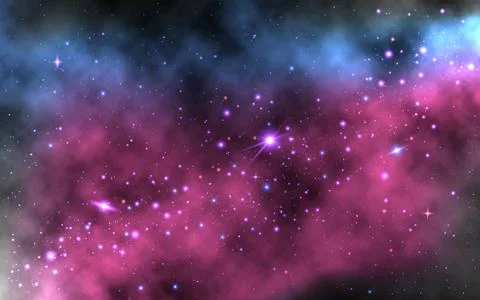 Colorful nebula background. Realistic space wallpaper with Milky way Stock Illustration