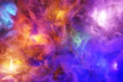 Colorful nebula gas cloud in outer space star background 3D rendering Illustrazione stock
