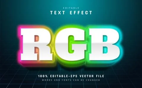 Colorful neon 3d text effect editable Stock Illustration