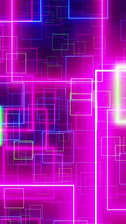 Colorful neon background with squares. Vertical looped animation Stock Footage 308010076