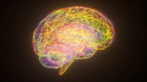 Colorful neon brain, computer generated. 3d rendering abstract background ... Stock Photos