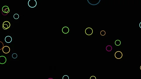 Colorful Neon Circle Lights, Random motion On Dark Background,4K Video Stock Footage 204009718