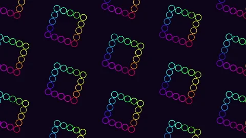 Colorful neon circle square pattern on dark background abstract seamless footage Stock Footage 334139352